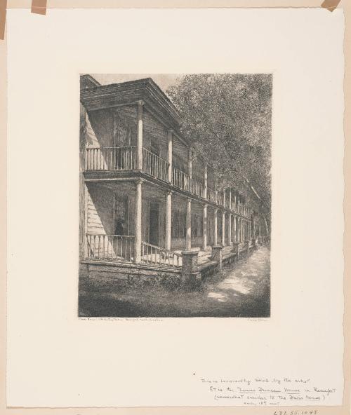 Davis House, 18th Century Tavern, Beaufort, plate 35 from album 7 of Orr Etchings of North Carolina