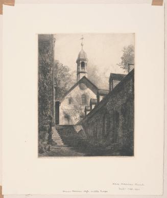 Moravian Church, Winston-Salem, plate 36 from album 8 of Orr Etchings of North Carolina