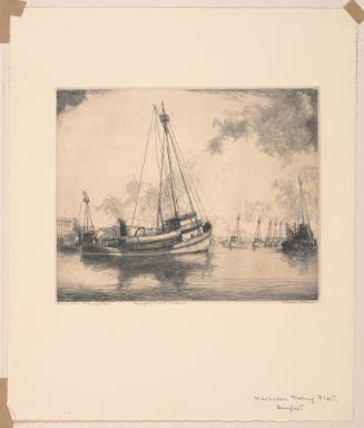 Mehaden Fishing Fleet, Beaufort, plate 43 from album 9 of Orr Etchings of North Carolina