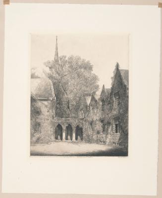 Christ Episcopal Cathedral Church, Raleigh, The Cloister, plate 12 from album 3 of Orr Etchings of North Carolina