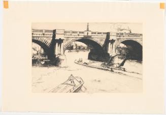 Untitled (Brige and Ships in Harbor)