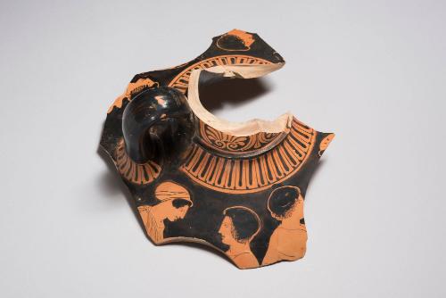 Fragment of Neck-Amphora with Youths, Girls