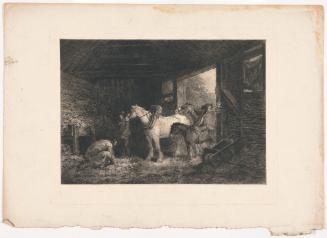 Untitled (Barn Interior with Horses)