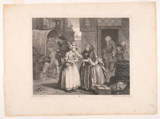 The Harlot's Progress, Plate 1: An Innocent Young Girl Just Arriv'd from the Country in a Wagon to An Inn in London . . .