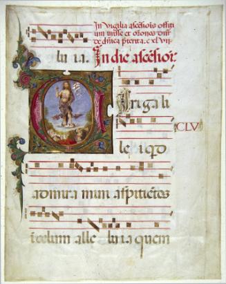 Leaf from a Gradual with Historiated Initial V: The Ascension of Christ
