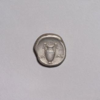 Stater: Boeotian Shield; Amphora, Neck and Upper Band of Body Decorated, Letters of Magistrate's Name on Either Side on Reverse