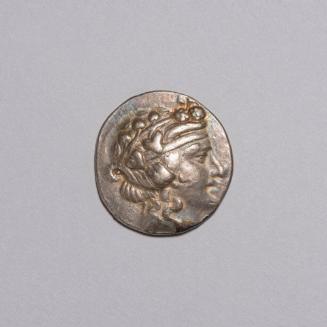 Tetradrachm: Head of Young Dionysos Right, Wreathed With Ivy, Band Across Forehead; Herakles, Naked, Standing Left, Holding Club, Lion's Skin Over Arm, Lettering Surrounding on Reverse