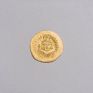 Solidus: Crowned Facing Bust of Heraclius, Holding Cross; Cross Potent on Three Steps on Reverse