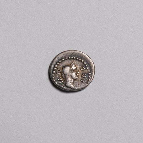 Quinarius: Concordia, Diademed and Veiled Head Right; Clasped Hands Holding Cadeceus, the Staff of Which is Tipped With an Arrow-Head on Reverse