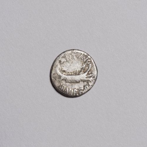 Legionary Denarius: Praetorian Galley Right; Legionary Eagle (Aquila) Between Two Standards on Reverse