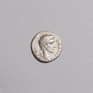 Denarius: Bare Head of Augustus Right; Barbarian Kneeling Right and Offering Vexillum in Surrender on Reverse