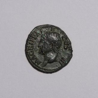 As: Head of Agrippa Left, Wearing Rostral Crown; S.C. on Either Side of Neptune, Standing Left, Holding Dolphin and Trident on Reverse