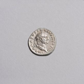 Denarius: Laureate Head of Vespasian Right; Simpulum, Sprinkler, Jug, and Lituus on Reverse