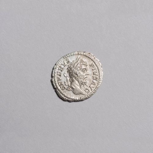 Denarius: Laureate Head of Septimius Severus Right; Jupiter Standing Left, Holding Scepter and Thunderbolt, Two Children at His Feet on Reverse