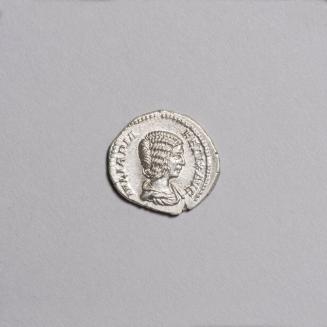 Denarius: Draped Bust of Julia Domna Right; Vesta Standing Left Holding Eagle and Spear on Reverse