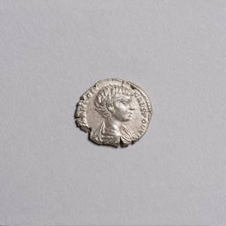Denarius: Draped Bust of Caracalla as a Boy Right; Felicitas Standing Left Holding Caduceus Downward with Child on Arm on Reverse