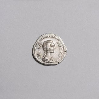 Denarius: Draped Bust of Julia Domna Right; Cybele, Towered, Seated Left on Throne between Two Lions, Leaning on Drum and Holding Branch and Scepter on Reverse
