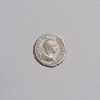 Denarius: Bare Headed, Draped Bust of Geta Right; Felicitas Standing Left, Holding Caduceus and Cornucopiae on Reverse