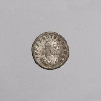 Antoninianus: Radiate Bust of Florianus Draped and Cuirassed Right; Victoria Standing Right Handing Wreath to Florianus Standing left Holding Spear on Reverse