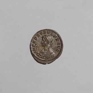 Antoninianus: Radiate Bust of Probus with Imperial Robes Left, Holding Eagle-Tipped Scepter; Emperor Standing Right Receiving a Globe from Jupiter on Reverse