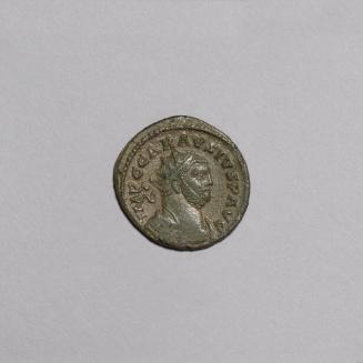 Antoninianus: Radiate Draped and Cuirassed Bust of Carausius Right; Pax Standing Left, Holding Olive Branch and Staff, SP in Field, C in Exergue on Reverse