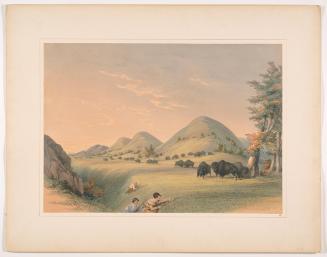 Buffalo Hunt: Approaching in a Ravine, plate 11 from Catlin's North American Indian Portfolio