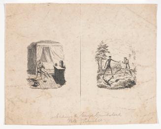 Peter without Shadow (left) and The Devil Trading Shadow for Peter’s Soul (right), illustrations for Peter Schlemihl by Adelbert von Chamisso