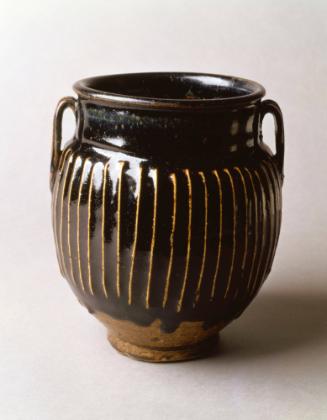 Ribbed Jar with Two Handles