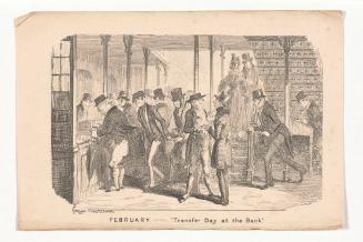 February:  "Transfer Day at the Bank", from The Comic Almanack