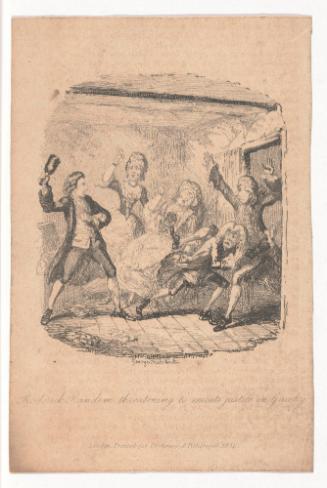 Roderick Random Threatening to Execute Justice on Gawky, illustration for The Adventures of Roderick Random by Tobias Smollett