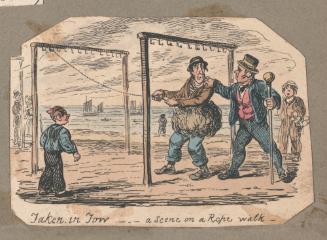 Taken in Tow – A Scene on a Rope Walk, vignette fragment from Plate 4 of Scraps and Sketches, Part II