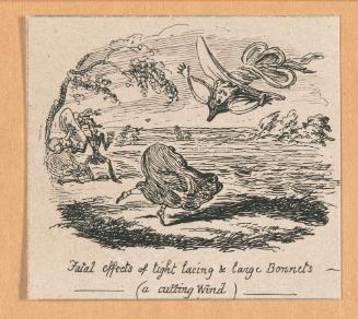 Fatal Effects of Tight Lacing and Large Bonnets (A Cutting Wind), vignette fragment from Plate 2 of Scraps and Sketches, Part I