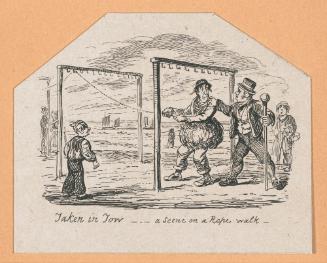 Taken in Tow – A Scene on a Rope Walk, vignette fragment from Plate 4 of Scraps and Sketches, Part II