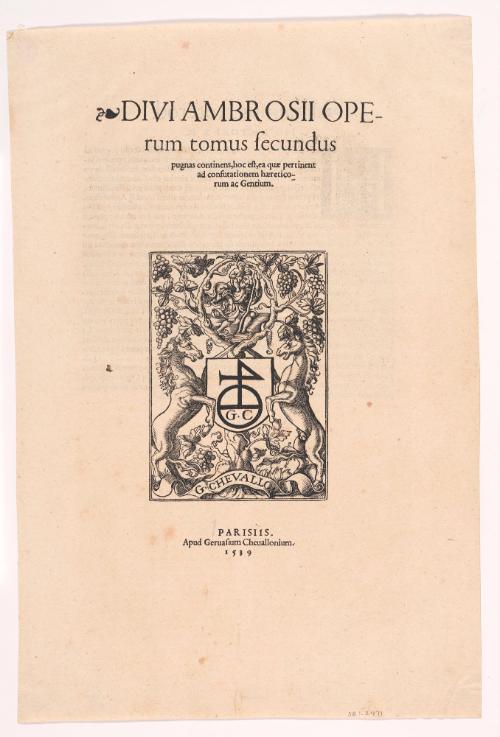 Title Page with Printer's Device: Divi Ambrosii Operum...