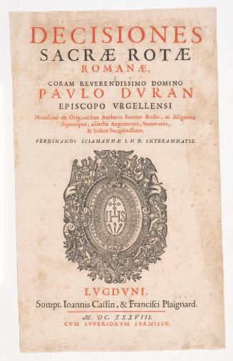 Title Page: Decisiones Sacrae Rotae Romanae