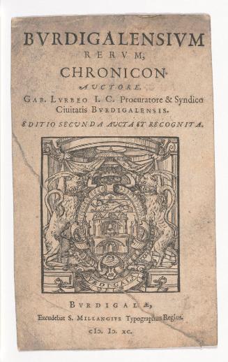 Title Page: Burdigalensium Rerum, Chronicon Auctore