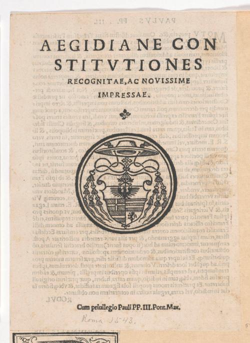 Title Page: Aegidiane Con Stitutiones