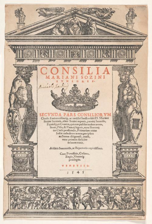 Title Page: Consilia Mariani Sozini Ivnioris