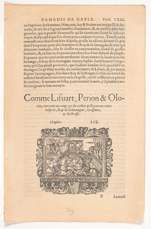 Text Page with Illustration of a Joust