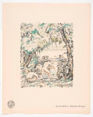 Bathing Soldiers, from Portfolio 8 of Krieg Und Kunst, Prints Issued by the Berliner Sezession