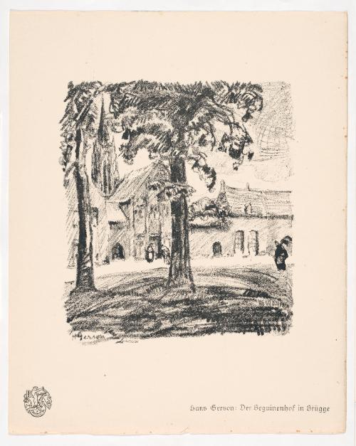 The Beguinenhof in Bruges, from Portfolio 17 of Krieg Und Kunst, Prints Issued by the Berliner Sezession