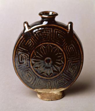 Flask with Raised Design of Floral Motifs and Keyfret Border