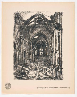 Destroyed Church in Sommepy, from Portfolio 19 of Krieg Und Kunst, Prints Issued by the Berliner Sezession