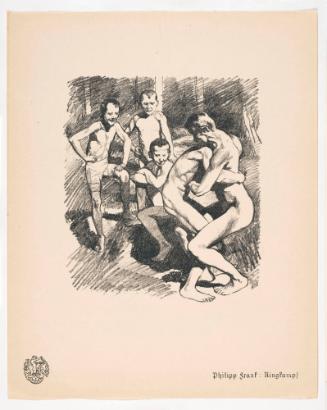 Wrestling Match, from Portfolio 20 of Krieg Und Kunst, Prints Issued by the Berliner Sezession