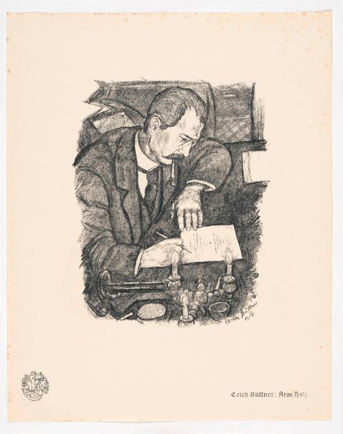 Arno Holz, from Portfolio 28 of Krieg Und Kunst, Prints Issued by the Berliner Sezession