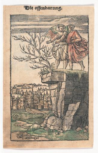 Apocalypse: Angel and Man on Cliff Overlooking Castle