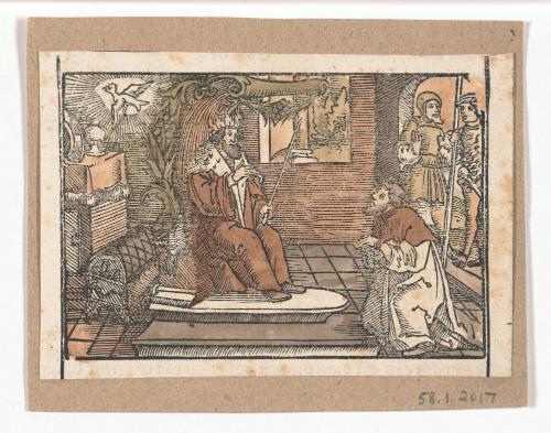 Solomon Kneeling with Man and Dove