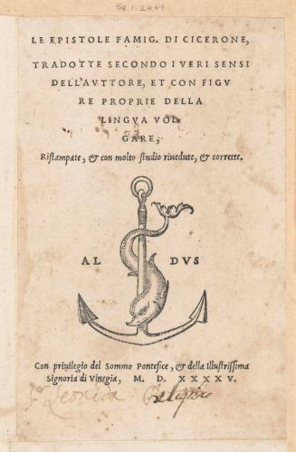 Title Page: Le Epistole Famig. Di Cicerone