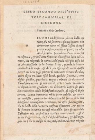 Text Page: Libro Secondo Dell' Epistole Famig. Di Cicerone