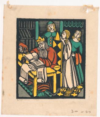 Kingman Reading at Table, with Attendants